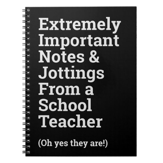 Fun Important School Teacher Notitieboek (Voorkant)