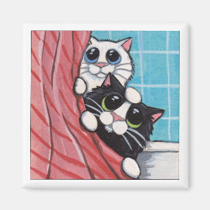 Fun in de douche - kattenmagneet magneet