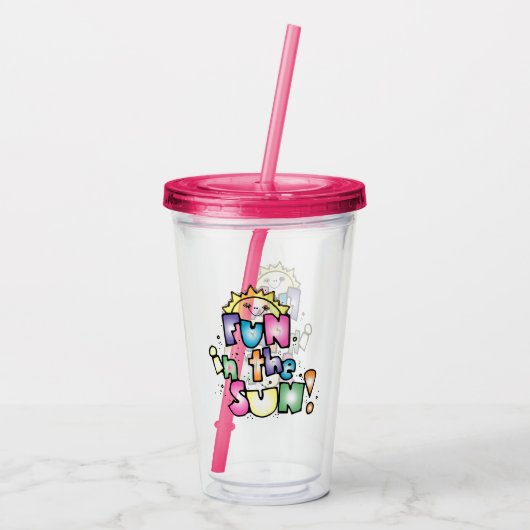 Fun in de zon acryl drinkbeker (Achterkant)