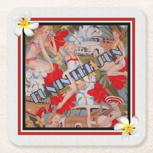 Fun in de zon kartonnen onderzetters (Voorkant)