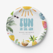 Fun in de zon papieren bordje (Voorkant)