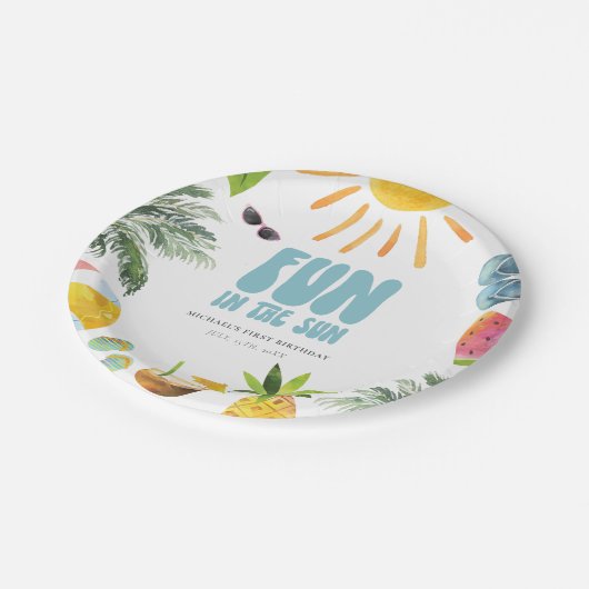 Fun in de zon papieren bordje (Gekanteld)