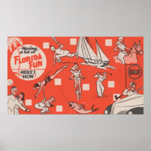 Fun in Florida Gulf Oil Advertisement Poster