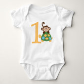 Fun in het Oerwoud Monkey Turtle 1st Birthday Shir Romper (Voorkant)