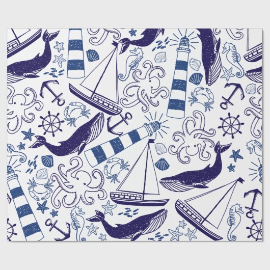 Fun in het Zee Cadeaupapier (Vlak)