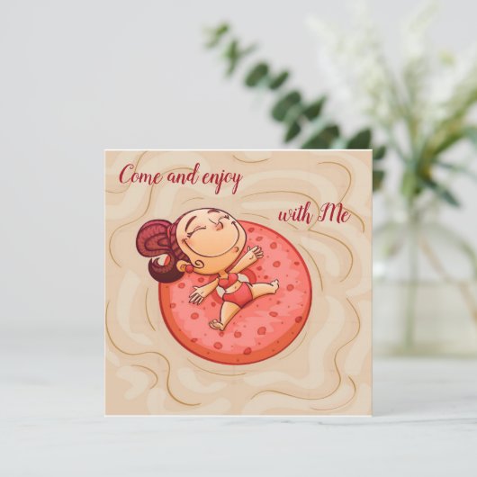 Fun in het zwembad kaart (Staand voorkant)