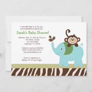 Fun in Oerwoud Elephant Baby shower Invitation Kaart