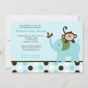 Fun in Oerwoud Elephant Invitation - Blue Dot Kaart