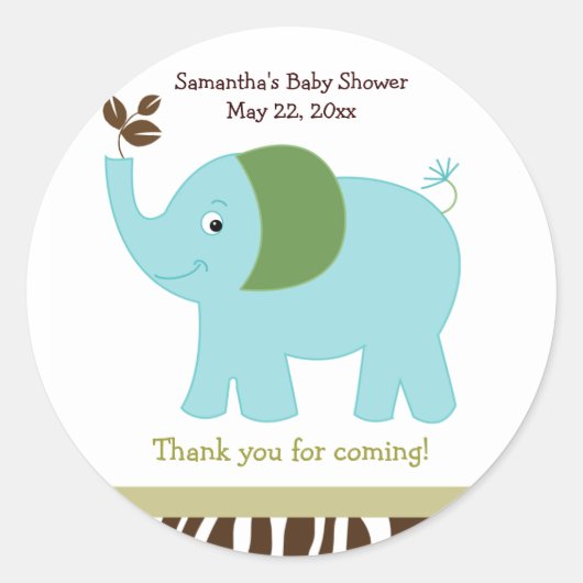 Fun in Oerwoud Elephant Round Favor Sticker (Voorkant)