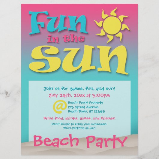 Fun in Sun - Beach Party Flyers (Voorkant)