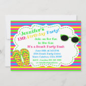 Fun in Sun Flip Flop Sunbril Beach Bash Kaart (Voorkant)