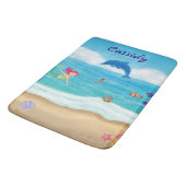Fun in Sun Mermaid Dolphin Beach gepersonaliseerd Badmat (Gekanteld)