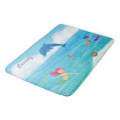 Fun in Sun Mermaid Dolphin Beach gepersonaliseerd Badmat (Gekanteld)