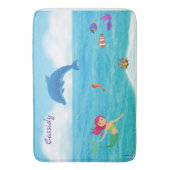 Fun in Sun Mermaid Dolphin Beach gepersonaliseerd Badmat (Voorkant Verticaal)