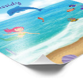 Fun in Sun Mermaid Dolphin Beach gepersonaliseerd Foto Afdruk (Hoek)