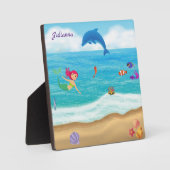 Fun in Sun Mermaid Dolphin Beach gepersonaliseerd Fotoplaat (Voorkant)