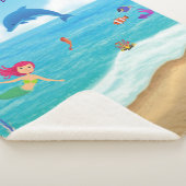 Fun in Sun Mermaid Dolphin Beach gepersonaliseerd Sherpa Deken (3/4)