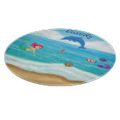 Fun in Sun Mermaid Dolphin Beach gepersonaliseerd Snijplank (Hoek)