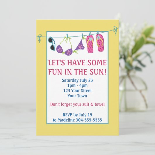 Fun in Sun Pool Party Birthday Kaart (Staand voorkant)