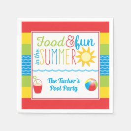 Fun in Sun Pool Party Cute Summer Servet