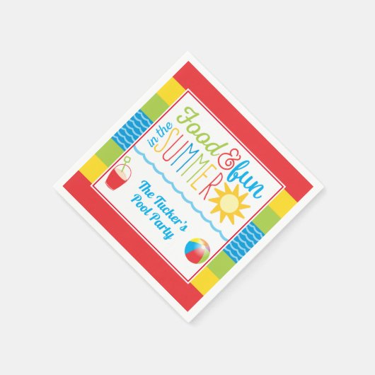 Fun in Sun Pool Party Cute Summer Servet (Hoek)