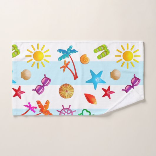 Fun in Sun Summertime Patterned Towel Set Bad Handdoek (Handdoek)