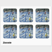 Fun in the snow Morzine France Vierkante Sticker (Vel)