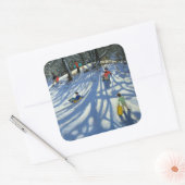 Fun in the snow Morzine France Vierkante Sticker (Envelop)