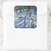 Fun in the snow Morzine France Vierkante Sticker (Tas)