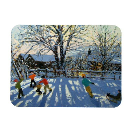 Fun in the snow Tideswell Derbyshire Magneet (Horizontaal)