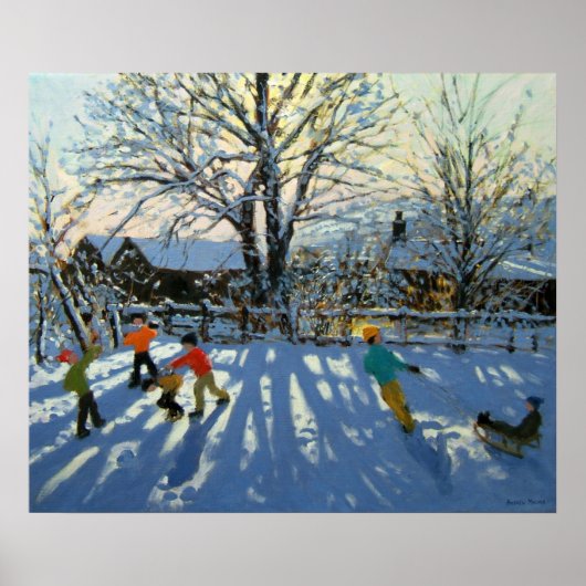 Fun in the snow Tideswell Derbyshire Poster (Voorkant)