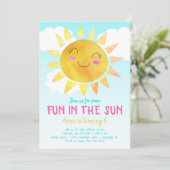 Fun in the Sun Birthday Party Invitation Kaart (Staand voorkant)