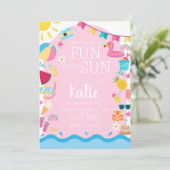 Fun in the Sun Girl Verjaardag Nodig bewerkbare zo Kaart (Staand voorkant)