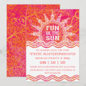 Fun in the Sun Summer Invitation Kaart (Voorkant / Achterkant)