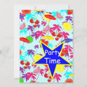 Fun in the Sun Tropical Party Time Invites Kaart (Achterkant)