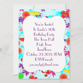 Fun in the Sun Tropical Party Time Invites Kaart