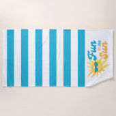 ☀️ Fun in the Sun Tropical Turquoise Stripe Strandlaken (Voorkant)