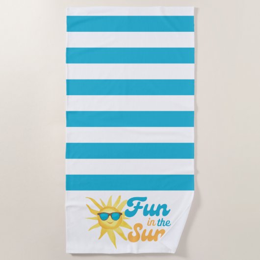 ☀️ Fun in the Sun Tropical Turquoise Stripe  Strandlaken (Voorkant)
