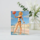 Fun in zwembad omhoog briefkaart (Staand voorkant)