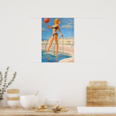 Fun in zwembad omhoog poster (Keuken)