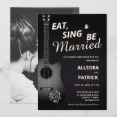 Fun Informal Guitar Diamonds Black Photo Weddensch Kaart (Voorkant / Achterkant)