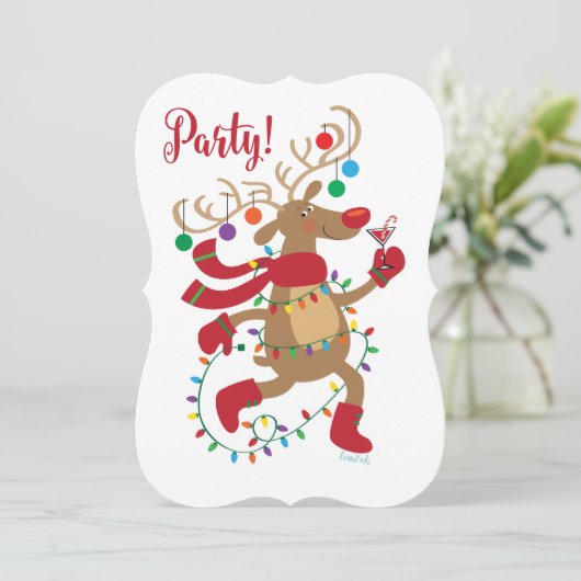 Fun Inner-Blitzen Holiday Party Uitnodiging (Staand voorkant)