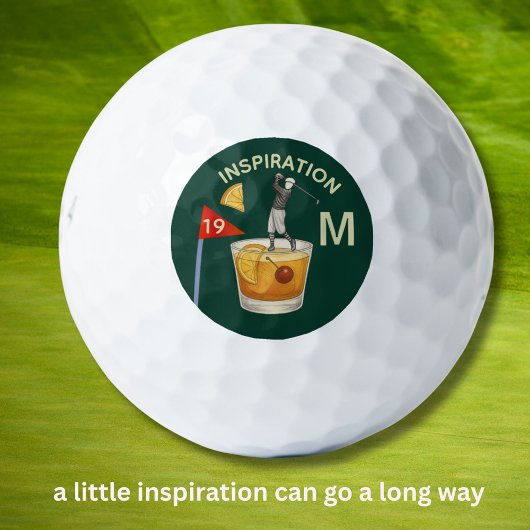 Fun Inspirational 19th Hole Cocktail Monogram  Golfballen
