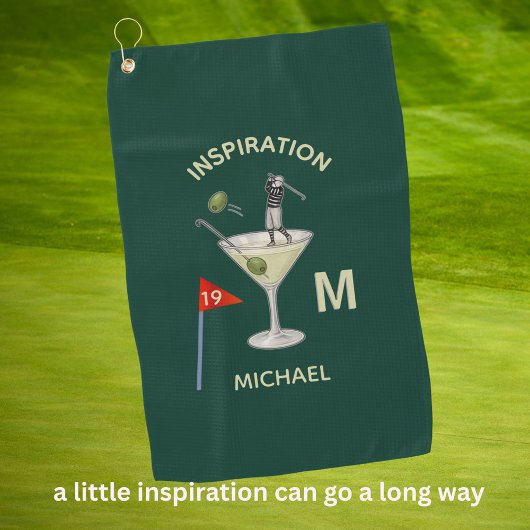 Fun Inspirational 19th Hole Cocktail Monogram Name Golfhanddoek