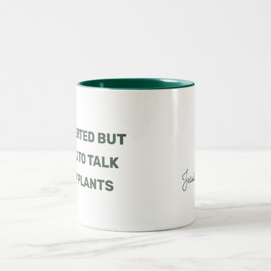 Fun Introverted, maar bereid om over planten te pr Tweekleurige Koffiemok (Center)