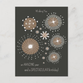 Fun inventive handgetrokken vuurwerk CC1105 Birthd Briefkaart