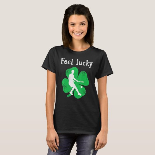 Fun Irish Feel Lucky Tennis St Patricks Day T-shirt (Voorkant volledig)