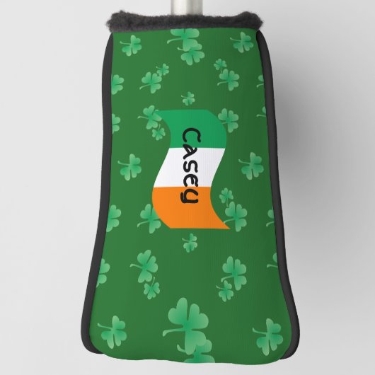 Fun Irish Flag with Shamrocks Personalized Golfheadcover (Draai 90)
