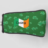 Fun Irish Flag with Shamrocks Personalized Golfheadcover (Voorkant)