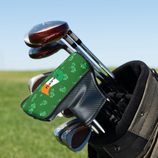 Fun Irish Flag with Shamrocks Personalized Golfheadcover (Insitu)